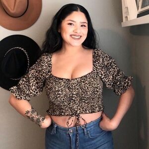 Better Be Cheetah Print Smocked Crop Top